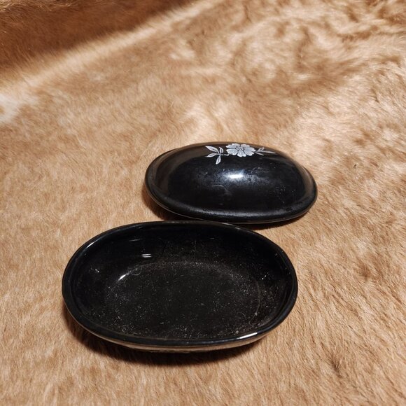 Vintage Hand-Painted Floral Ceramic Trinket Box Cottage Whimsy Fairy - Picture 4 of 9